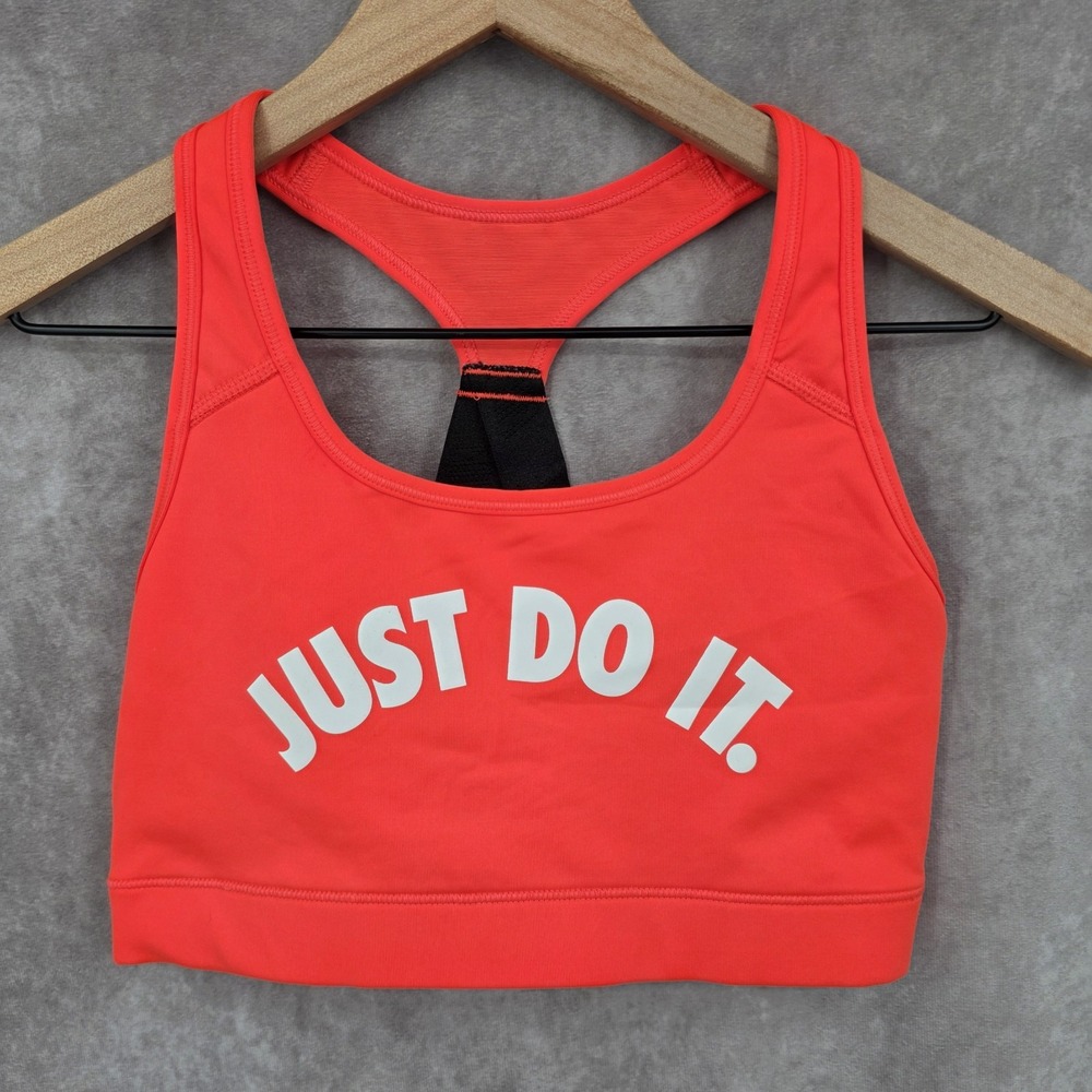 Nike Women's Sports Bra Just Do It  Racerback Training Size Medium Orange